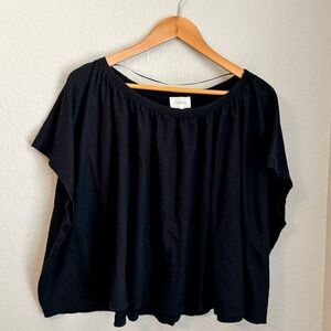 Deletta x Anthropologie Women’s Flowy Short Sleeve Top in Black, Size M/L